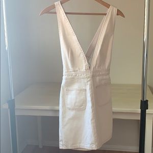 BDG Cream V-Neck Overall Dress